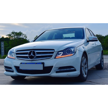 Phares Avant En Light Bar + Clignotant Séquentiel - Mercedes Classe C W204 De 2011 - 2014