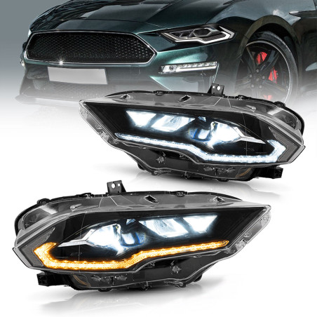 Phares Avant Light Bar Full Led + Clignotant Séquentiel - Ford Mustang De 2018 - 2020