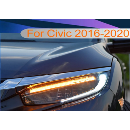 Phares avant Light Bar Animé + Clignotant Séquentiel - Honda Civic De 2016 - 2020