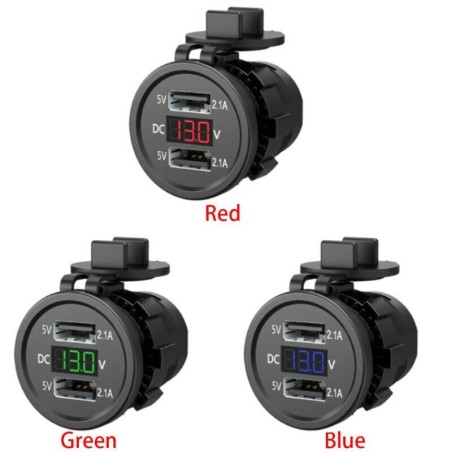 Chargeur Prise USB pour voiture 12V En Rouge, Bleu, Vert