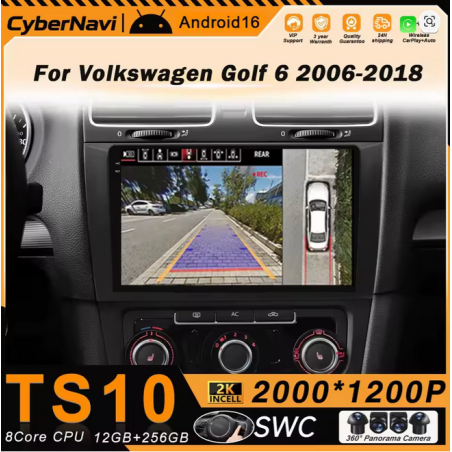 Habillage de tableau de bord noir, 2 Din - VW Touran, Caddy, Passat, Golf, Tiguan, T5 De 2009