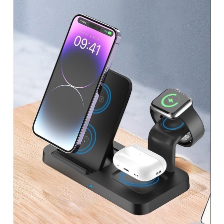 Chargeur sans fil pliable 3 en 1 De 15W, Station de charge rapide sans fil