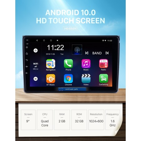 Android 13.0 9 pouces, écran tactile, HD,  GPS, Carplay DAB + TPMS - Audi A4 De 2002 - 2008