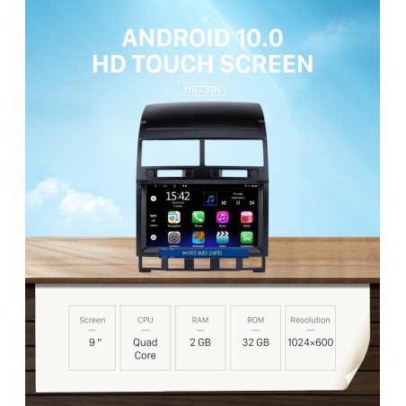 Autoradio, 9", Android 13, HD écran tactile GPS - VW Touareg De 2004 - 2010