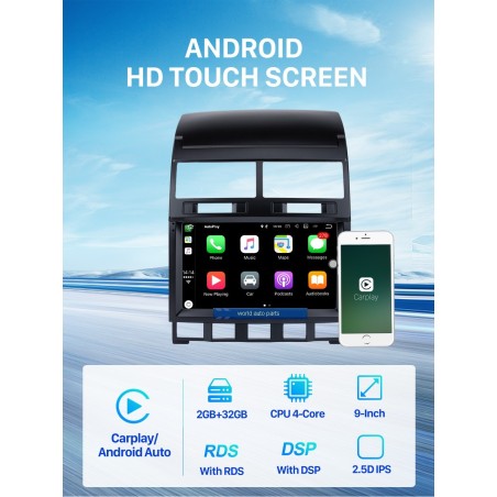Autoradio, 9", Android 10, HD écran tactile GPS - VW Touareg De 2004 - 2010