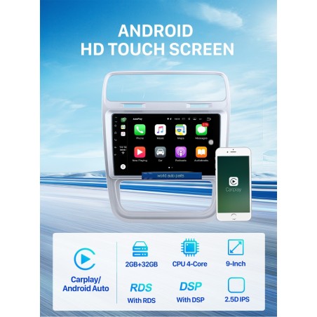 Autoradio 9", Android 10, HD écran tactile GPS Pour Clim Manuel - VW Scirocco De 2015