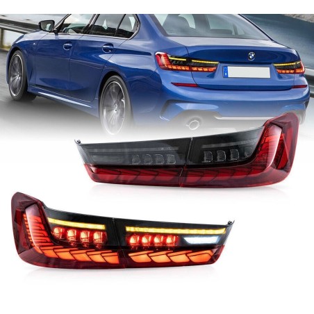Feux Arrières Light Bar Rouge + Clignotant Séquentiel - BMW Série 3 G20 G28 G80 M3 De 2019 - 2022