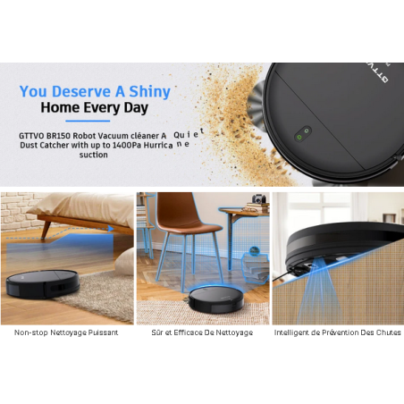 Robots Aspirateurs Et Laveuse Autonome Avec Grande Capacité 1.0L + Appli