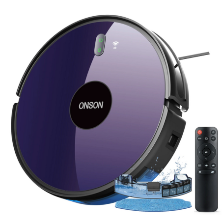 Robots Aspirateurs Et Laveuse Intéllignet Avec Grande Capacité 0.5 L + Télécommande