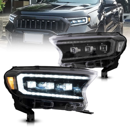 Phares Avant Full Led + Clignotant Séquentiel - Ford Ranger De 2016 - 2021