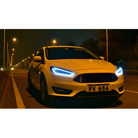 Phares Avant Full Led Noir + Clignotant Séquentiel - Ford Focus De 2015 - 2018