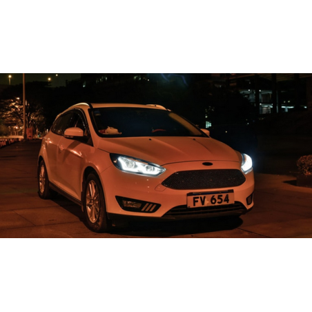 Phares Avant Full Led Noir + Clignotant à Led - Ford Focus De 2015 - 2018