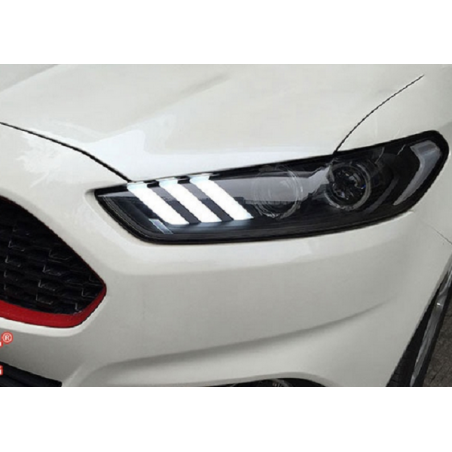 Phares Avant Full Led Noir Look Mustang + Clignotant Séquentiel - Ford Mondeo De 2013 - 2016