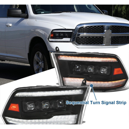 Phares Avant En Full Led + Clignotant Séquentiel - Dodge Ram 1500 Clasic De 2019 - 2022