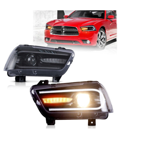 Phares Avant En Full Led + Clignotant Séquentiel - Dodge Charger De 2015 - 2019