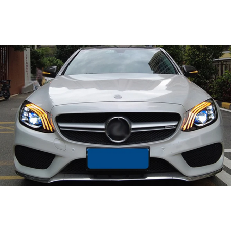 Phares Avant En Full Led + Clignotant Séquentiel - Mercedes Classe C W205 De 2015 - 2021