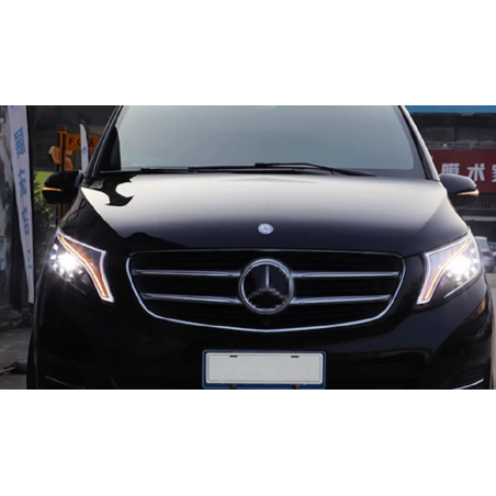 Phares Avant Light Bar Et Full Led + Clignotant Light Bar Séquentiel - Mercedes Vito W447 De 2016 - 2023