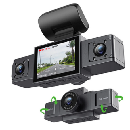 Dashcam Auto Double Caméra Avec Rotation En 1080P Avec Vision De Nuit
