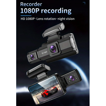 Dashcam Auto Caméra Avec Rotation En 1080P Avec Vision De Nuit