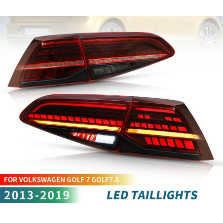 Feux Arrières Light Bar Rouge + Clignotant Séquentiel - VW Golf 7 De 2013 - 2020