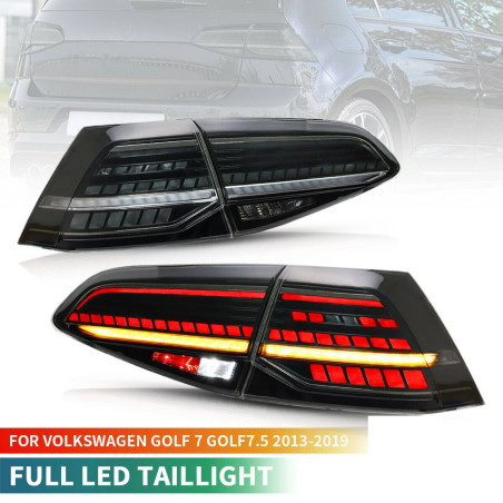 Feux Arrières Light Bar Noir + Clignotant Séquentiel - VW Golf 7 De 2013 - 2020